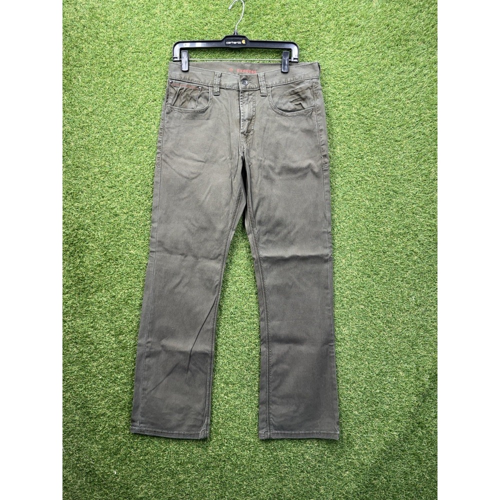 Express Pants Mens 32x32 Green Khakis Baggy Straight Leg Casual Workwear Y2K